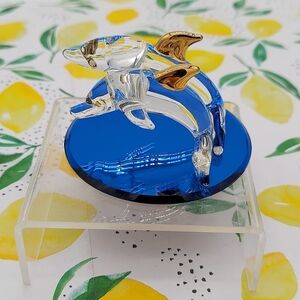 Glass Baron Dolphins Mirrored Figurine Tropical Gold Glass